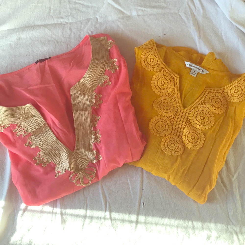 2 Bathing suit cover bundle pink and yellow